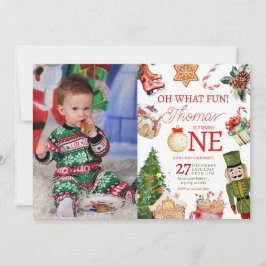 Convite Oh, que Natal divertido Primeiro Aniversário de in