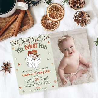 Convite Oh Que Papai noel Divertido Foto de Natal