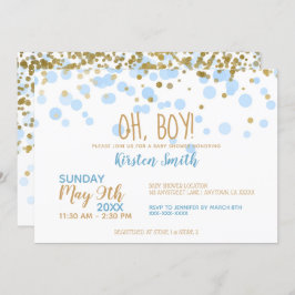 Convite Oh, Rapaz! Chá de fraldas de Confetti Azul e Doura