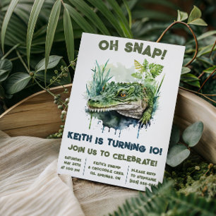 Convite Oh, Snap! Alligador, Festa de aniversário de croco