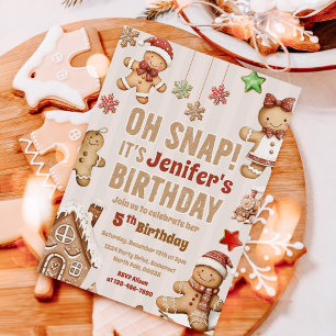 Convite Oh Snap Biscoito De Natal Gingerbread Aniversário