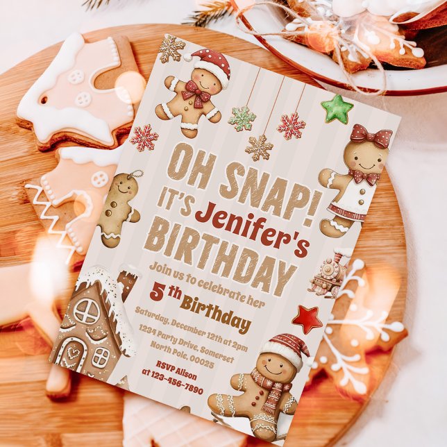 Convite Oh Snap Biscoito De Natal Gingerbread Aniversário (Criador carregado)