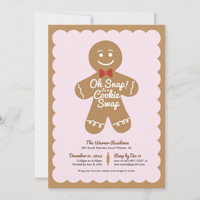 Convite Oh Snap É uma Festa de Trocas de Biscoitos de Nata (Frente)