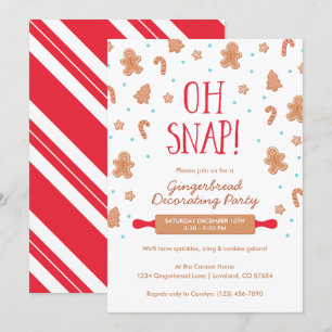Convite "Oh Snap!" Festa de Natal Gingercake Cookie
