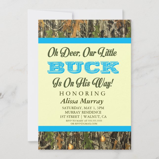 Convite Oh Veado Nosso Pequeno Buck Está A Caminho Chá de  (Frente)