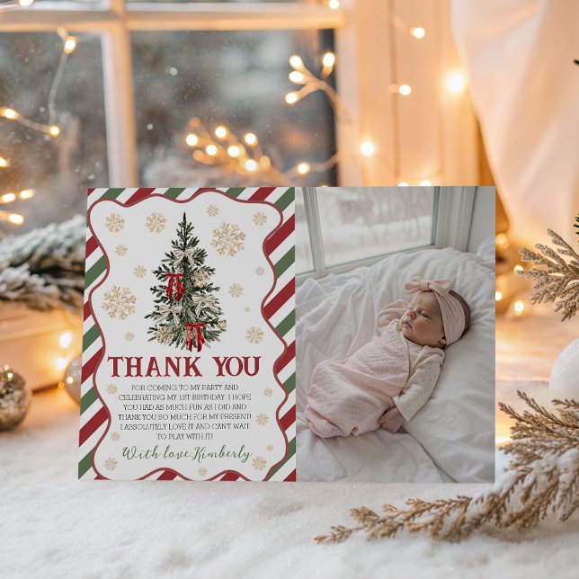 Convite Oh What Fun Birthday Thank You Photo Card (Criador carregado)