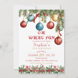 Convite Oh What Fun Christmas Birthday Invitation
