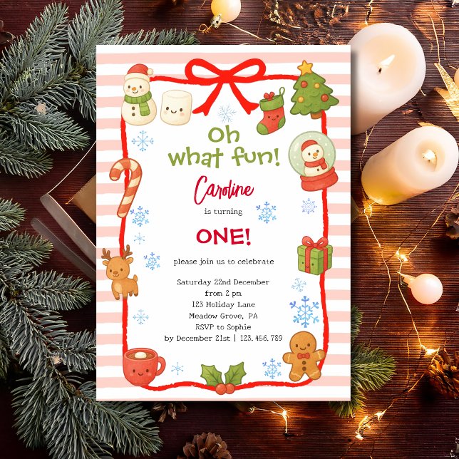 Convite Oh what fun christmas kids birthday (Criador carregado)