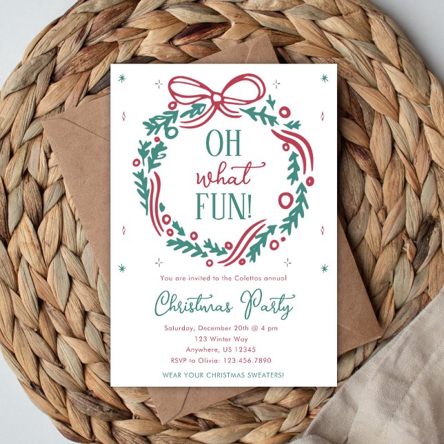 Convite Oh What Fun Christmas Party Invitation  (Criador carregado)
