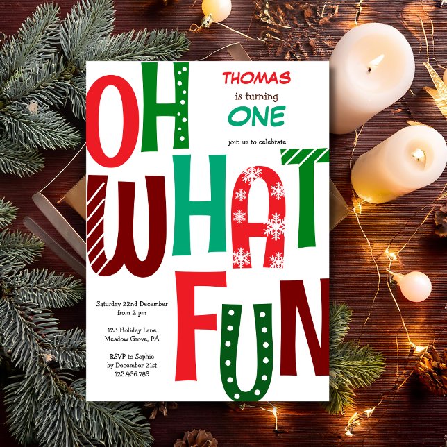 Convite Oh what fun first birthday (Criador carregado)