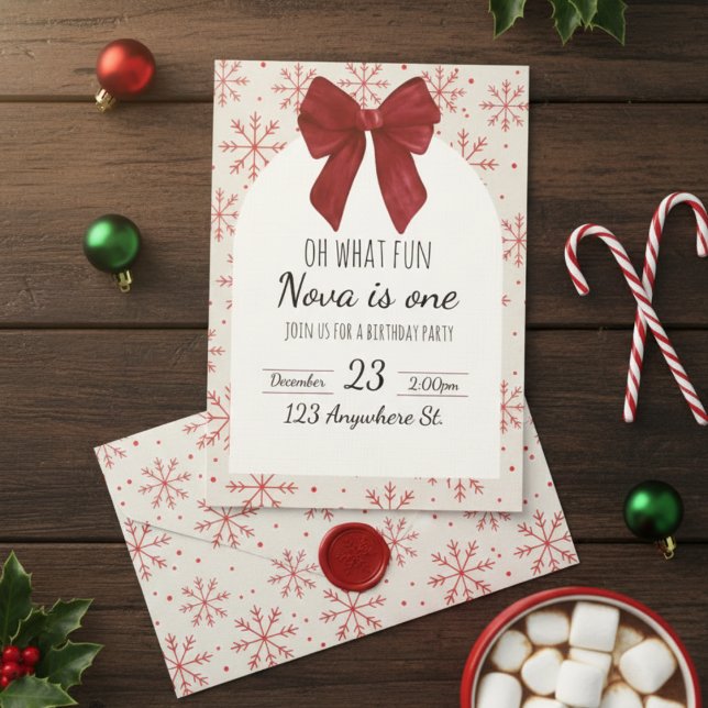 Convite oh what fun! first birthday invitation (Criador carregado)