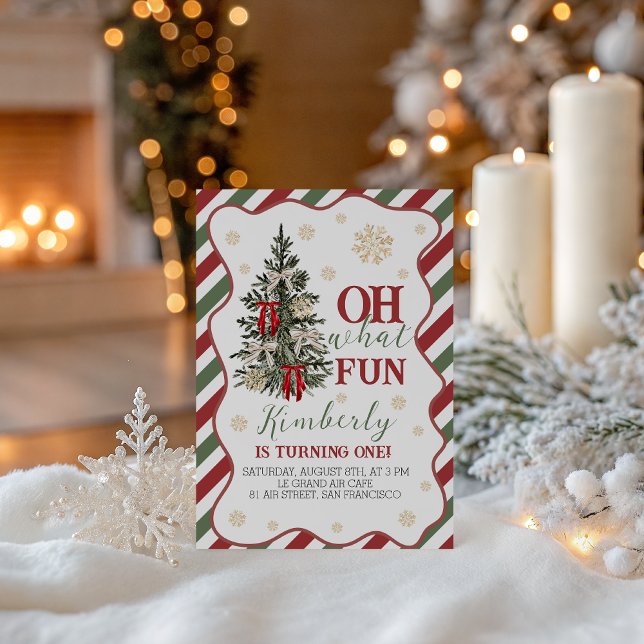 Convite Oh What Fun First Birthday Invite (Criador carregado)