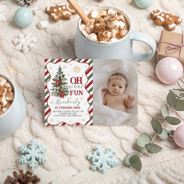 Convite Oh What Fun First Birthday Photo Invite (Criador carregado)