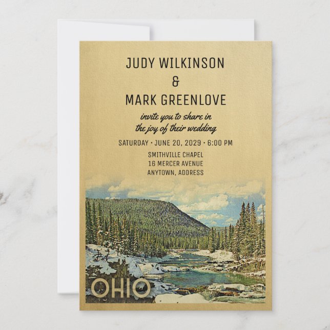 Convite Ohio Wedling Invitation Vintage Nature (Frente)