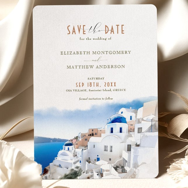 Convite Oia Village Santorini Save The Date Wedding Italy  (Criador carregado)
