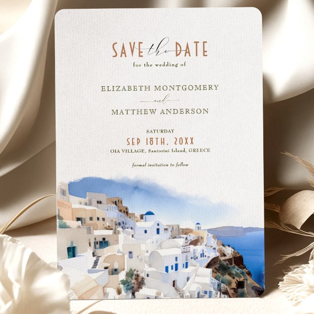 Convite Oia Village Santorini Save The Date Wedding Italy  (Criador carregado)