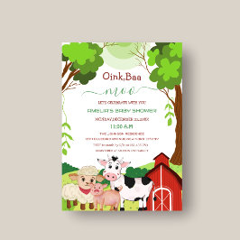 Convite "Oink Baa Moo Little Animal chá de fraldas Invent"