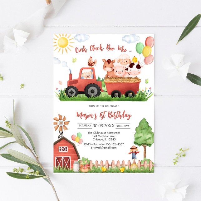 Convite Oink Baa Quack Moo Farm Animals Birthday (Criador carregado)