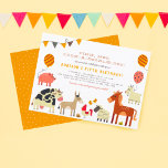 Convite Oink Moo Cock-a-doodle Farm Animal Birthday<br><div class="desc">Oink, moo, cock-a-doodle-doo! Queremos celebrar com você! Uma maneira divertida de convidar amigos e família para a festa de aniversário do seu filho. Esta design neutra do gênero é perfeita para meninos e meninas de qualquer idade! A frente apresenta um porco rosa, uma vaca, um burro, um cockerel, dois pintinhos,...</div>