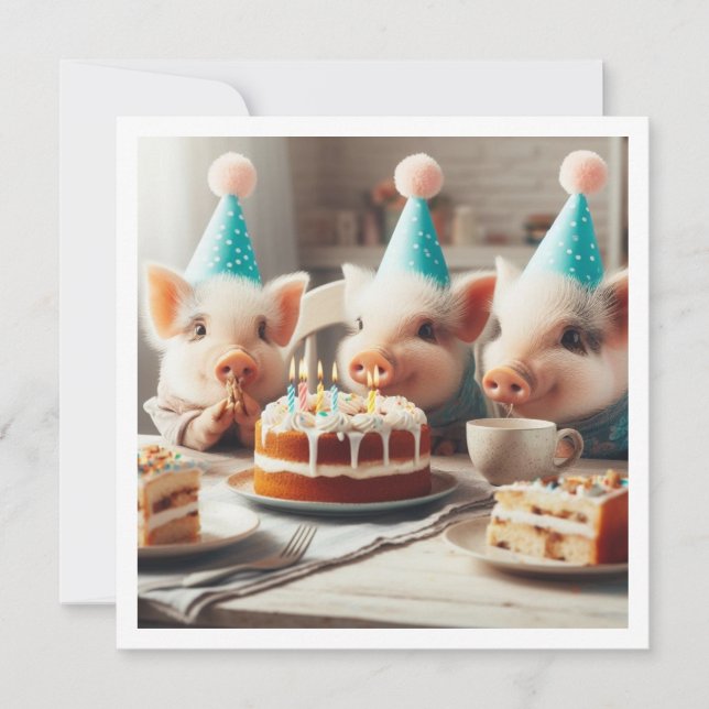 Convite Oink! Oink! Chamando todos os animais de festa, co (Frente)