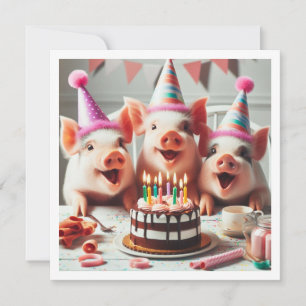 Convite Oink! Oink! Chamando todos os animais de festa, co