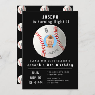 Convite Oitavo Aniversário - Foto Personalizada Negra