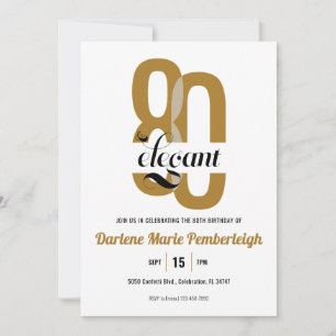 Convite Oitenta e Dourada Festa de aniversário Negra Elega