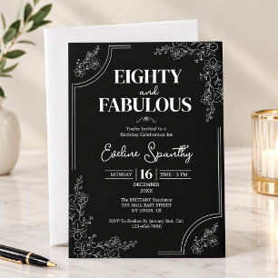 Convite Oitenta e Fabuloso Floral 80º Aniversário