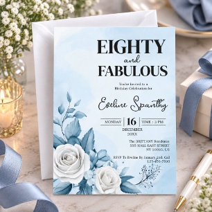 Convite Oitenta e Fabuloso Floral Aniversário de 80 Anos F