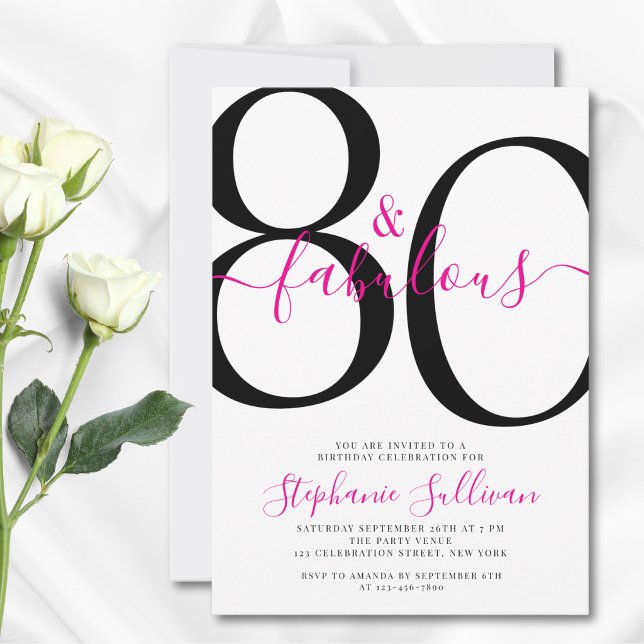 Convite Oitenta e Fabuloso Roteiro de Aniversário de 80 An (Criador carregado)