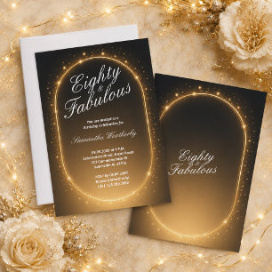 Convite Oitenta & Fabuloso Aniversário Dourado Brilhante