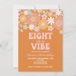 Convite Oito anos é um aniversário víbora Groovy Retro Flo