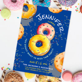 Convite Oito Doce | 8ª Cor Do Donut Colorida Azul