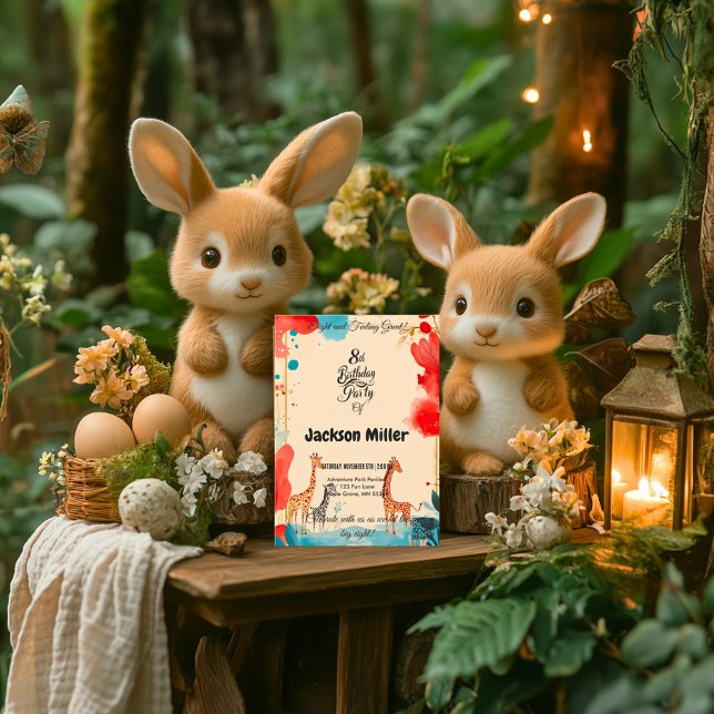 Convite Oito e sentindo Excelente 8º aniversário Vermelho  (Criador carregado)