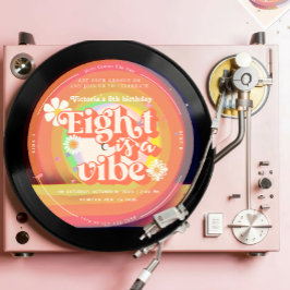 Convite Oito é um vibe Groovy Retro Vinil 8º rancho