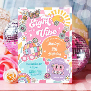 Convite Oito é um Vibe Retro Preppy Varsity Birthday