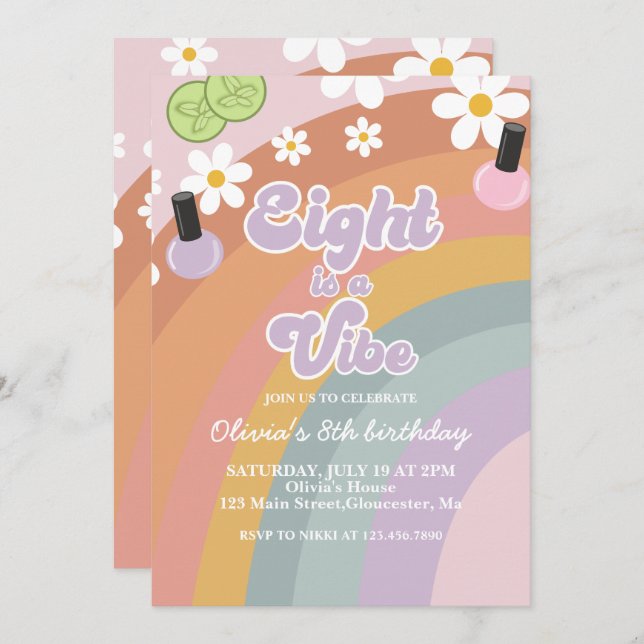 Convite Oito é uma víbora Spa Rainbow 8º aniversário (Frente/Verso)