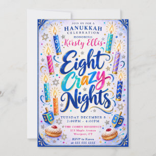 Convite Oito Noites Loucas Hanukkah