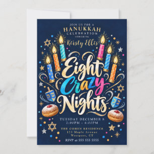 Convite Oito Noites Loucas Hanukkah