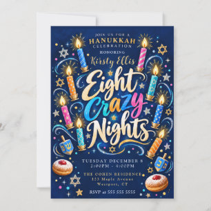 Convite Oito Noites Loucas Hanukkah