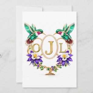 Convite OJL Beija-flor Casamento Qualquer Letras Personali