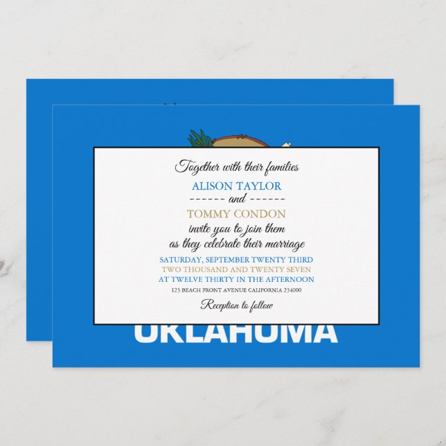 Convite Oklahoman Flag, Flag of Oklahoma Wedding (Frente/Verso)