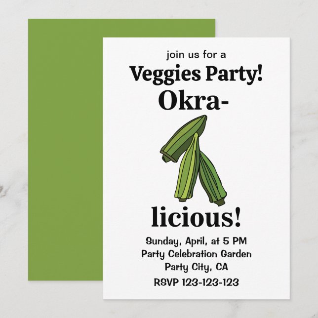 Convite Okra Legume Vegetais  (Frente/Verso)