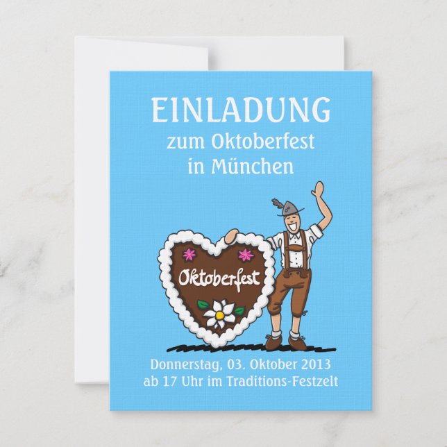 Convite Oktoberfest Bavarian Gingerbread Heart (Frente)