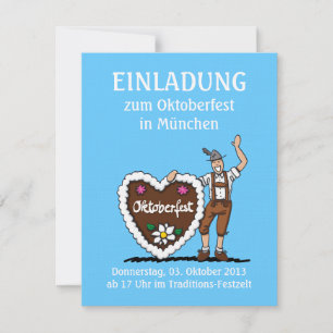 Convite Oktoberfest Bavarian Gingerbread Heart