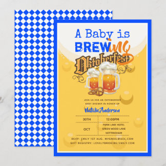 Convite Oktoberfest Chá de fraldas Baby is Breing BEER PRE