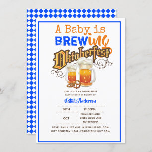 Convite Oktoberfest Chá de fraldas Baby is Breing BEER PRE