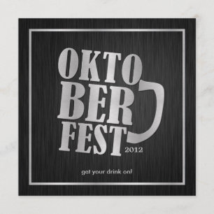Convite Oktoberfest de prata preto e metálico elegante