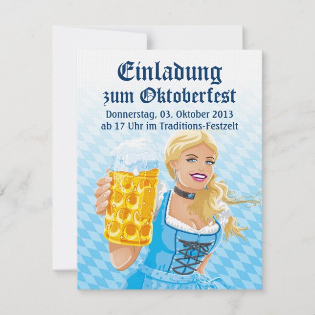 Convite Oktoberfest Dirndl Beer Caneca de cerveja (Frente)