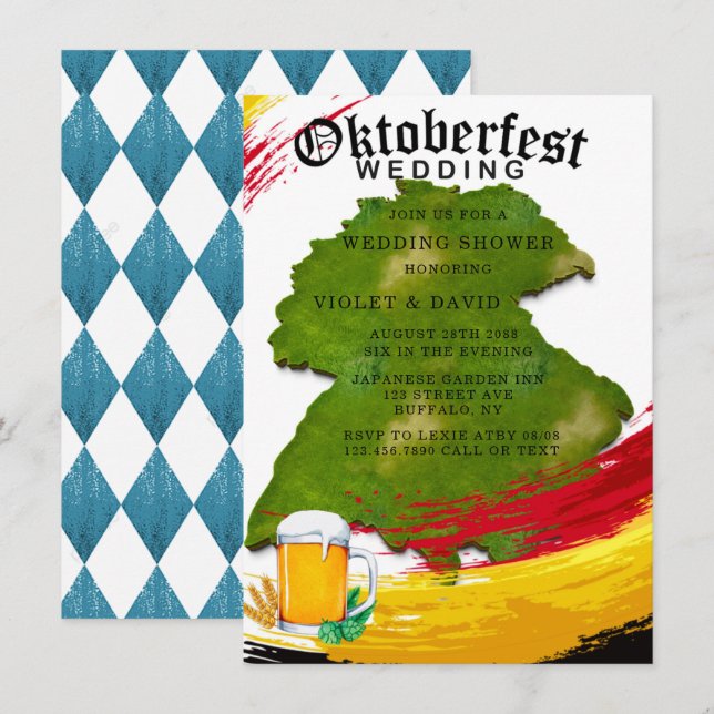 Convite Oktoberfest Germany Map Chá de casamento (Frente/Verso)